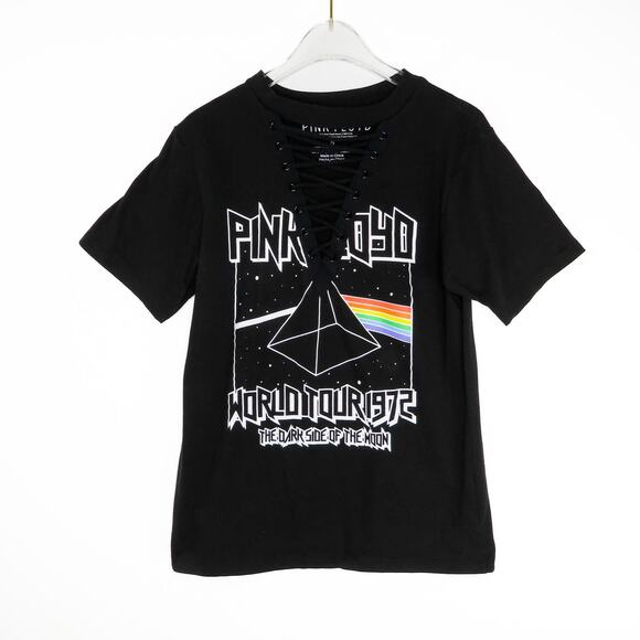Pink Floyd Dark Side of the Moon Lace Up Corset Choker Graphic Tee T-Shirt Small - Picture 3 of 6
